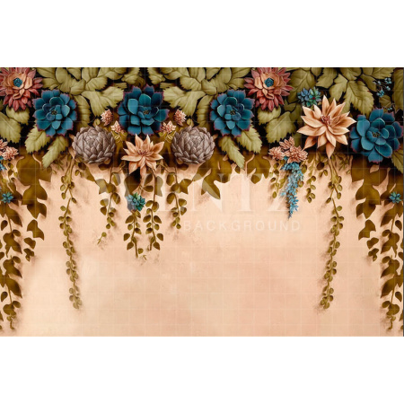 Fundo Fotográfico em Tecido Floral Azul / Backdrop 3334