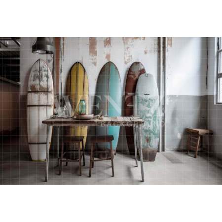 Fundo Fotográfico em Tecido Cenário com Pranchas de Surf / Backdrop 3341