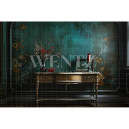 Fundo Fotográfico em Tecido Armário com Vaso de Flor / Backdrop 3412