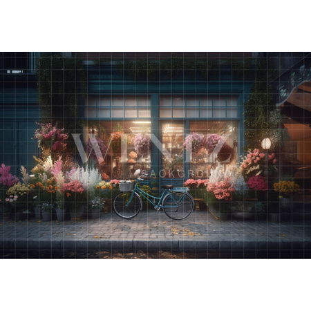 Fundo Fotográfico em Tecido Floricultura com Bicicleta / Backdrop 3557