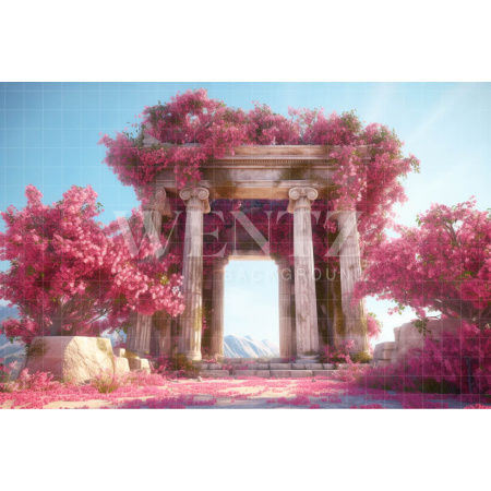 Fundo Fotográfico em Tecido Arco Grego com Flores / Backdrop 3622