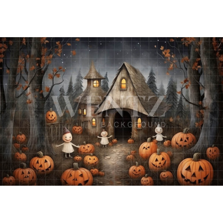 Fundo Fotográfico em Tecido Cabana na Floresta Aquarela / Backdrop 3694