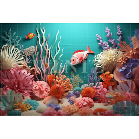 Fundo Fotográfico em Tecido Fundo do Oceano / Backdrop 3777