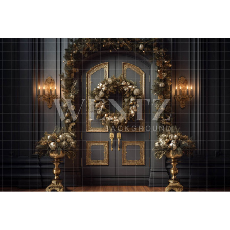 Fundo Fotográfico em Tecido Porta com Guirlanda / Backdrop 3859