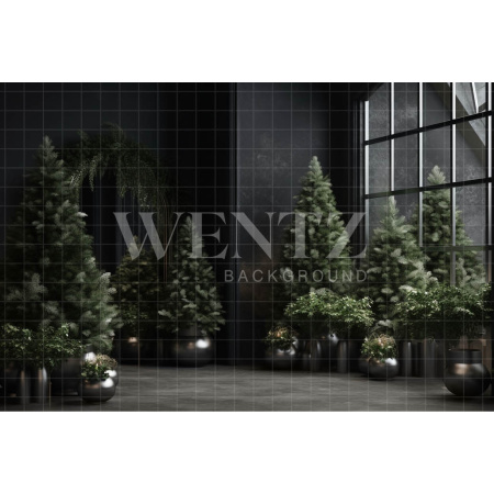 Fundo Fotográfico em Tecido Sala de Natal com Janela / Backdrop 3867