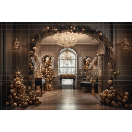 Fundo Fotográfico em Tecido Sala de Natal Luxo / Backdrop 3871