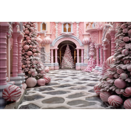 Fundo Fotográfico em Tecido Natal Rosa / Backdrop 3897