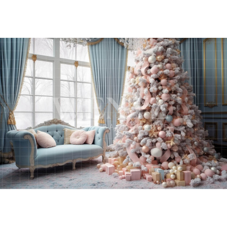 Fundo Fotográfico em Tecido Cenário de Natal Tons Pastéis / Backdrop 3914
