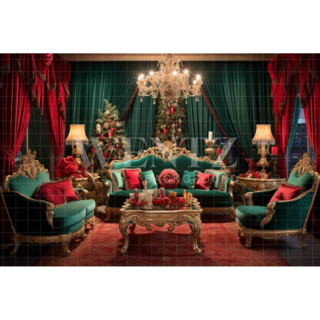 Fundo Fotográfico em Tecido Cenário de Natal Tradicional / Backdrop 3979