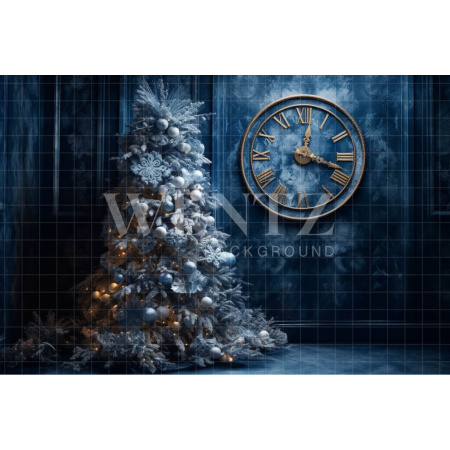 Fundo Fotográfico em Tecido Cenário Azul com Relógio / Backdrop 4002