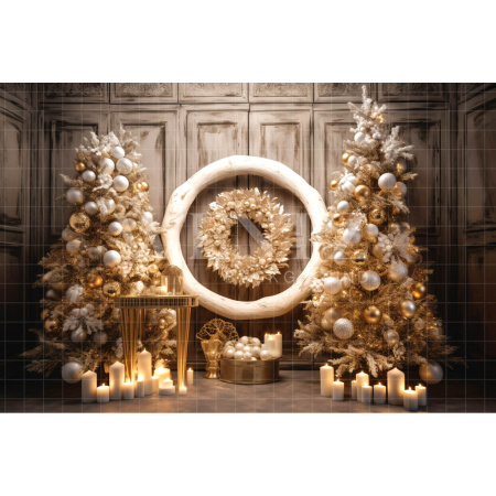 Fundo Fotográfico em Tecido Cenário de Natal Dourado / Backdrop 4035