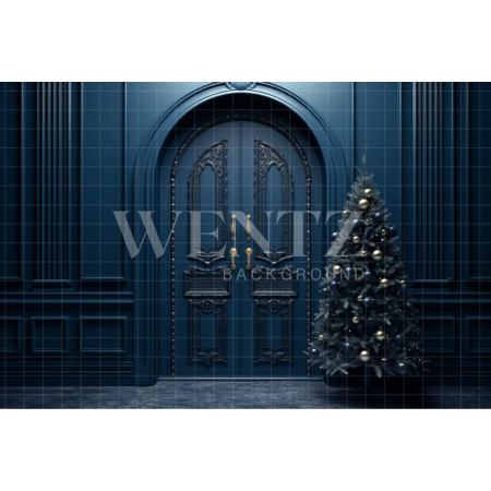 Fundo Fotográfico em Tecido Porta Azul / Backdrop 4119