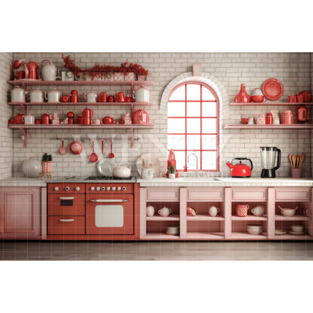 Fundo Fotográfico em Tecido Cozinha de Natal Candy / Backdrop 4184