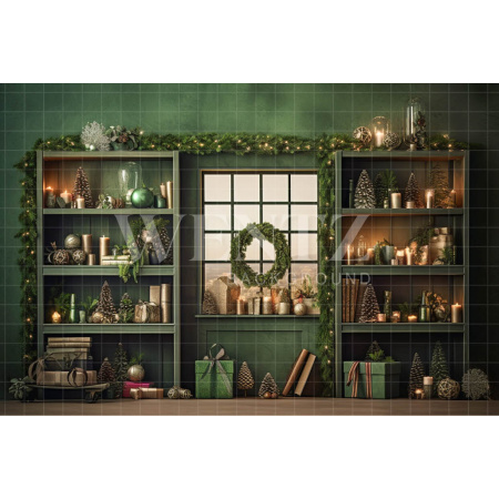 Fundo Fotográfico em Tecido Cenário de Natal Verde / Backdrop 4235