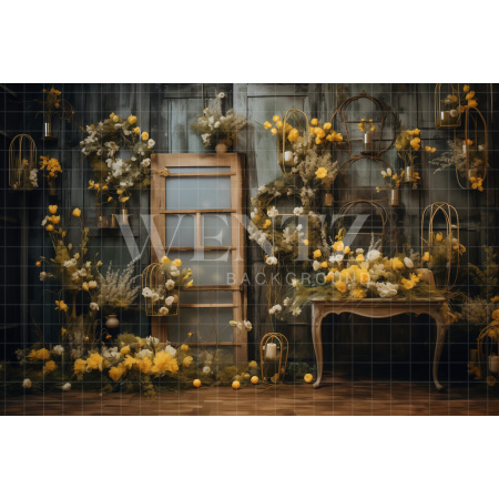 Fundo Fotográfico em Tecido de Páscoa Floral / Backdrop 5250