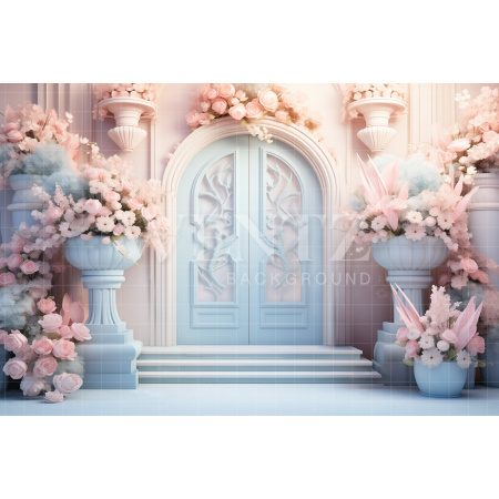 Fundo Fotográfico em Tecido Cenário de Páscoa com Flores / Backdrop 5287