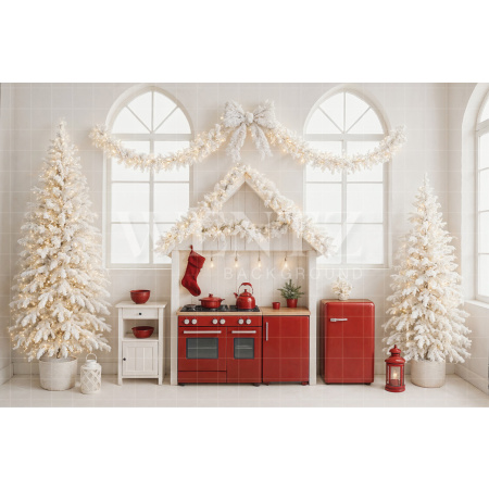 Fundo Fotográfico em Tecido Cozinha de Natal / Backdrop 7706