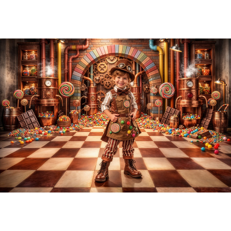 Fundo Fotográfico em Tecido Fábrica de Chocolate de Páscoa / Backdrop 8003