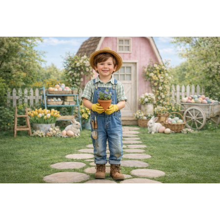 Fundo Fotográfico em Tecido Casa do Coelho Páscoa / Backdrop 8057