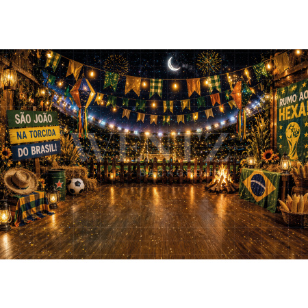 Fundo Fotográfico em Tecido Junino Brasil / Backdrop 8317