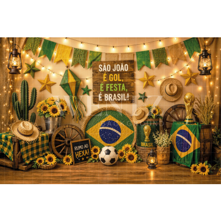 Fundo Fotográfico em Tecido Junino Brasil / Backdrop 8336