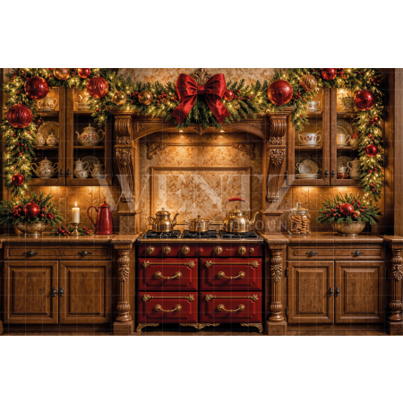 Fundo Fotográfico em Tecido Cozinha de Natal / Backdrop 8473