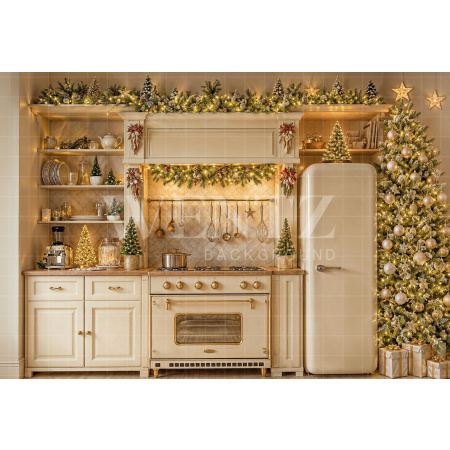 Fundo Fotográfico em Tecido Cozinha de Natal / Backdrop 8543