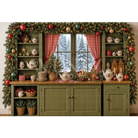 Fundo Fotográfico em Tecido Cozinha de Natal / Backdrop 8552