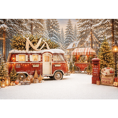 Fundo Fotográfico em Tecido Trailer de Natal / Backdrop 8858