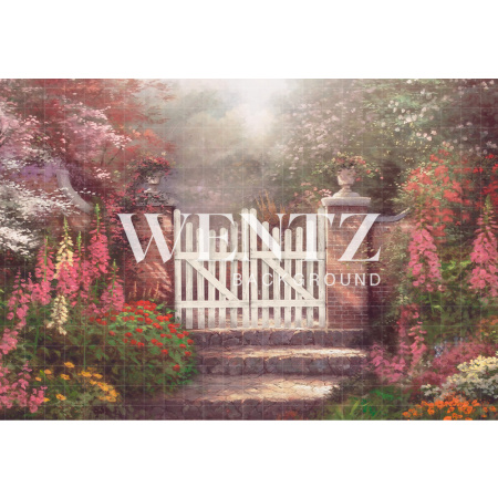 Fundo Fotográfico em Tecido Jardim com Cerca Branca / Backdrop CW104