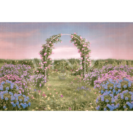 Fundo Fotográfico em Tecido Jardim com Arco de Flores / Backdrop CW171