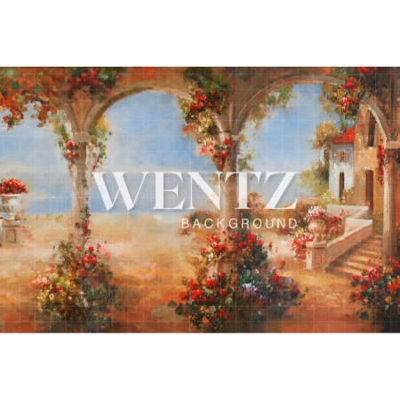 Fundo Fotográfico em Tecido Vila de Flores com Arcos / Backdrop CW48