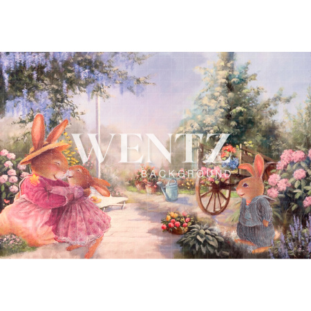 Fundo Fotográfico em Tecido Jardim de Páscoa com Coelhos / Backdrop CW50