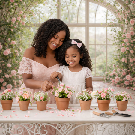 Fundo Fotográfico em Tecido Dia das Mães Janela com Flores / Backdrop 8116