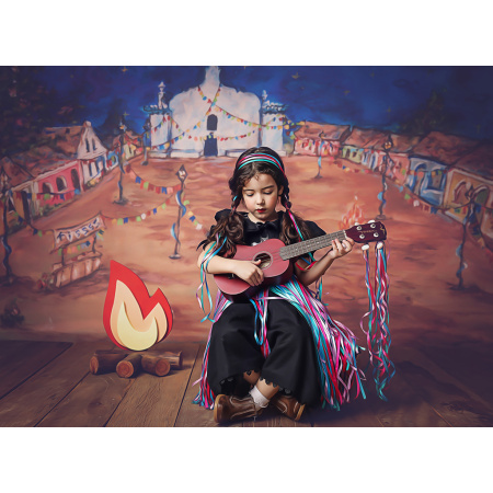 Fundo Fotográfico em Tecido Festa Junina Pintado à Mão / Backdrop CW12