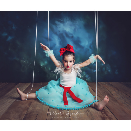 Fundo Fotográfico em Tecido Textura Fine Art Azul / Backdrop 1877