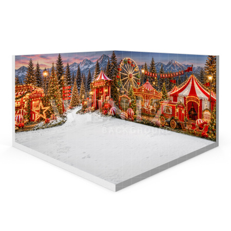 Fundo Fotográfico em Tecido Cenário Circo de Natal 3D / WTZ202