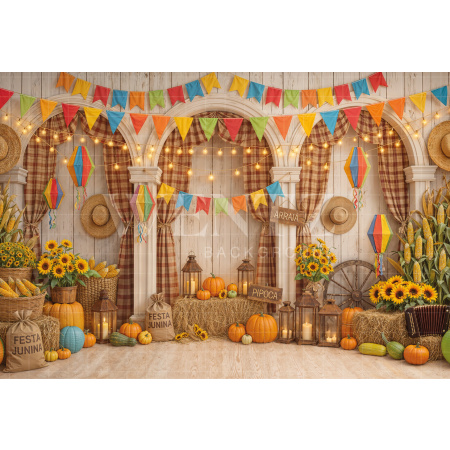 Fundo Fotográfico em Tecido Cenário Festa Junina / Backdrop 8279