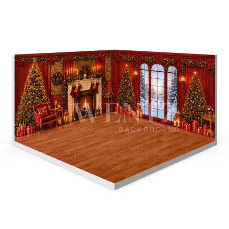 Fundo Fotográfico em Tecido Cenário Sala de Natal 3D / WTZ207