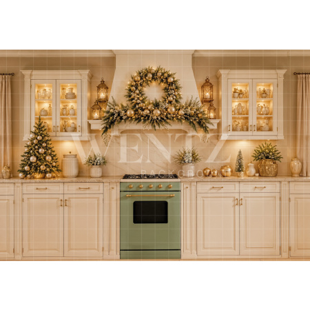 Fundo Fotográfico em Tecido Cozinha de Natal / Backdrop 8510
