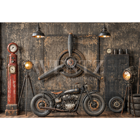 Fundo Fotográfico em Tecido Oficina de Motos Dia dos Pais / Backdrop 8364