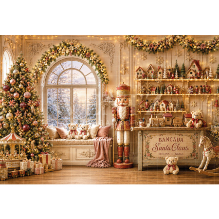 Fundo Fotográfico em Tecido Sala de Natal / Backdrop 8833