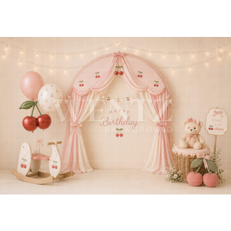 Fundo Fotográfico em Tecido Smash The Cake Cereja / Backdrop 8714