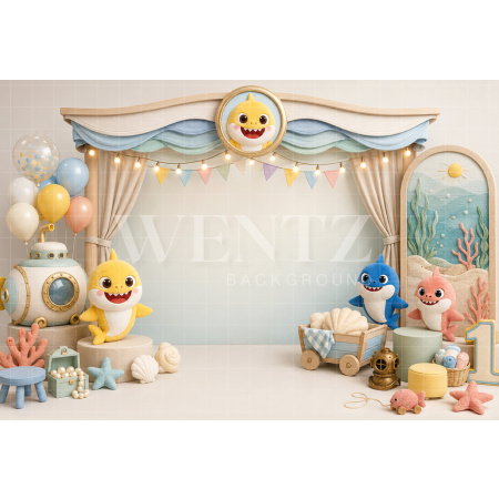 Fundo Fotográfico em Tecido Smash The Cake Fundo do Mar / Backdrop 8804
