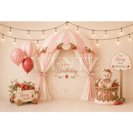 Fundo Fotográfico em Tecido Smash The Cake Morango / Backdrop 8751