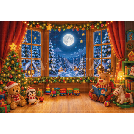 Fundo Fotográfico em Tecido Brinquedos de Natal / Backdrop 8495