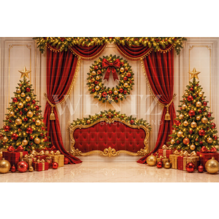 Fundo Fotográfico em Tecido Cabeceira Natal / Backdrop 8526