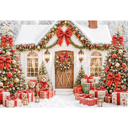 Fundo Fotográfico em Tecido Casa de Natal / Backdrop 8536