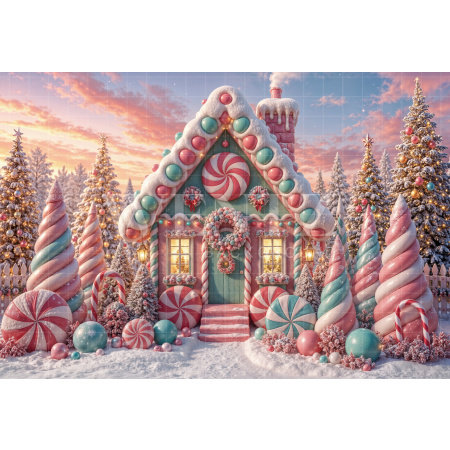 Fundo Fotográfico em Tecido Casinha de Natal / Backdrop 8487