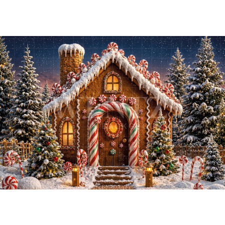 Fundo Fotográfico em Tecido Casinha de Natal / Backdrop 8488